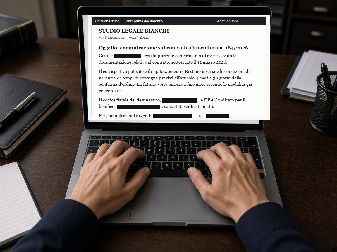 Oblivion Office — anonimizzazione documentale